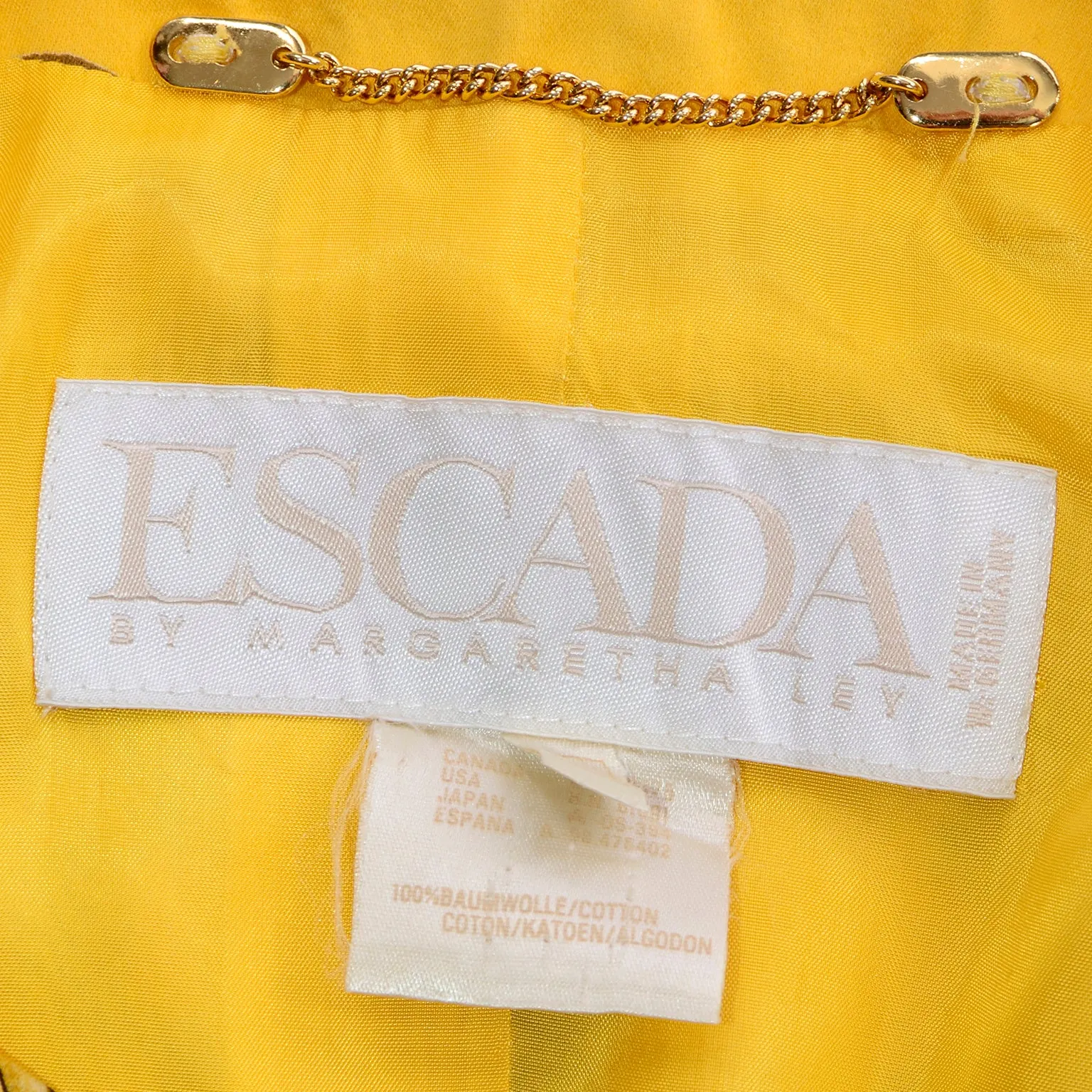 1980s Margaretha Ley Escada Yellow Animal Novelty Print Jacket