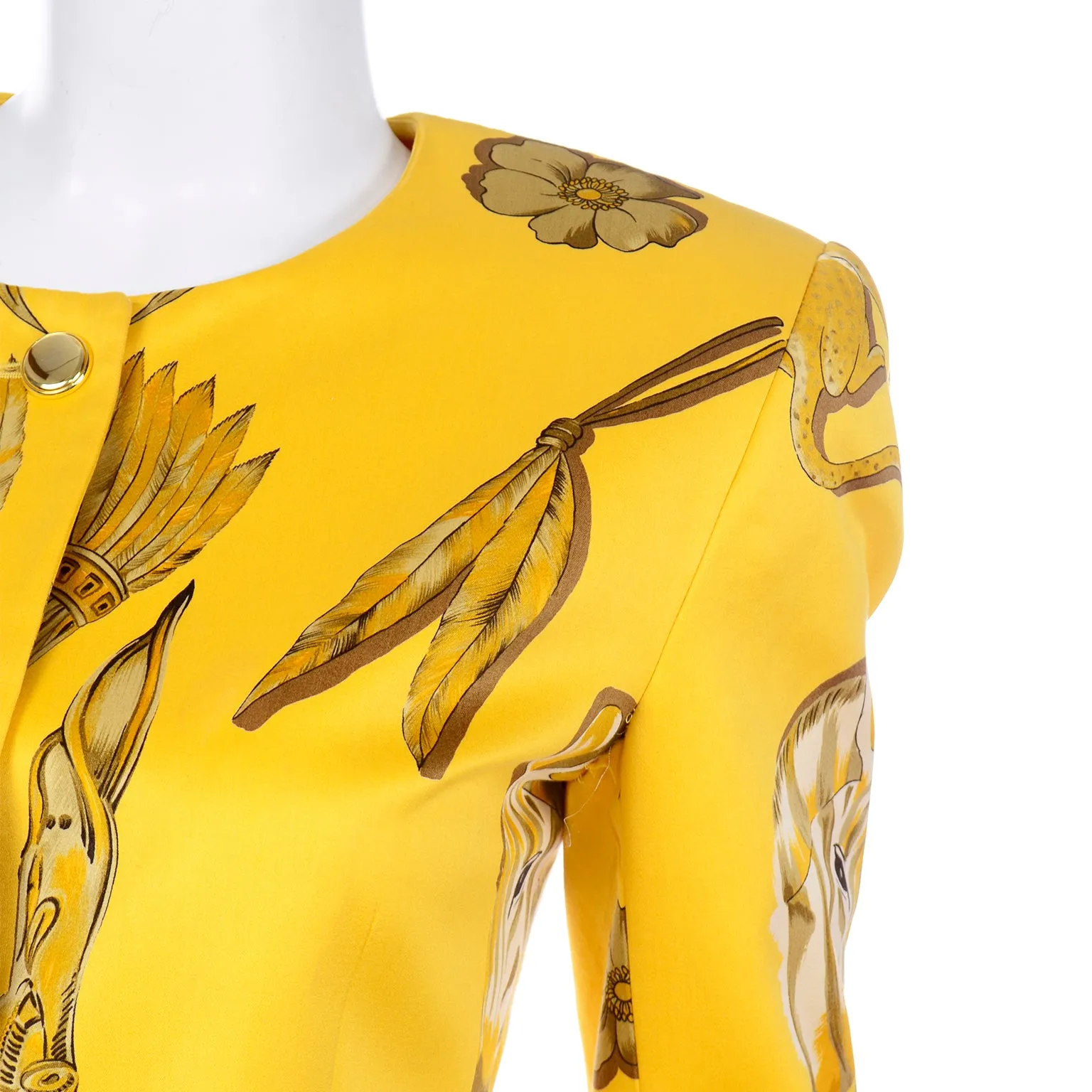 1980s Margaretha Ley Escada Yellow Animal Novelty Print Jacket
