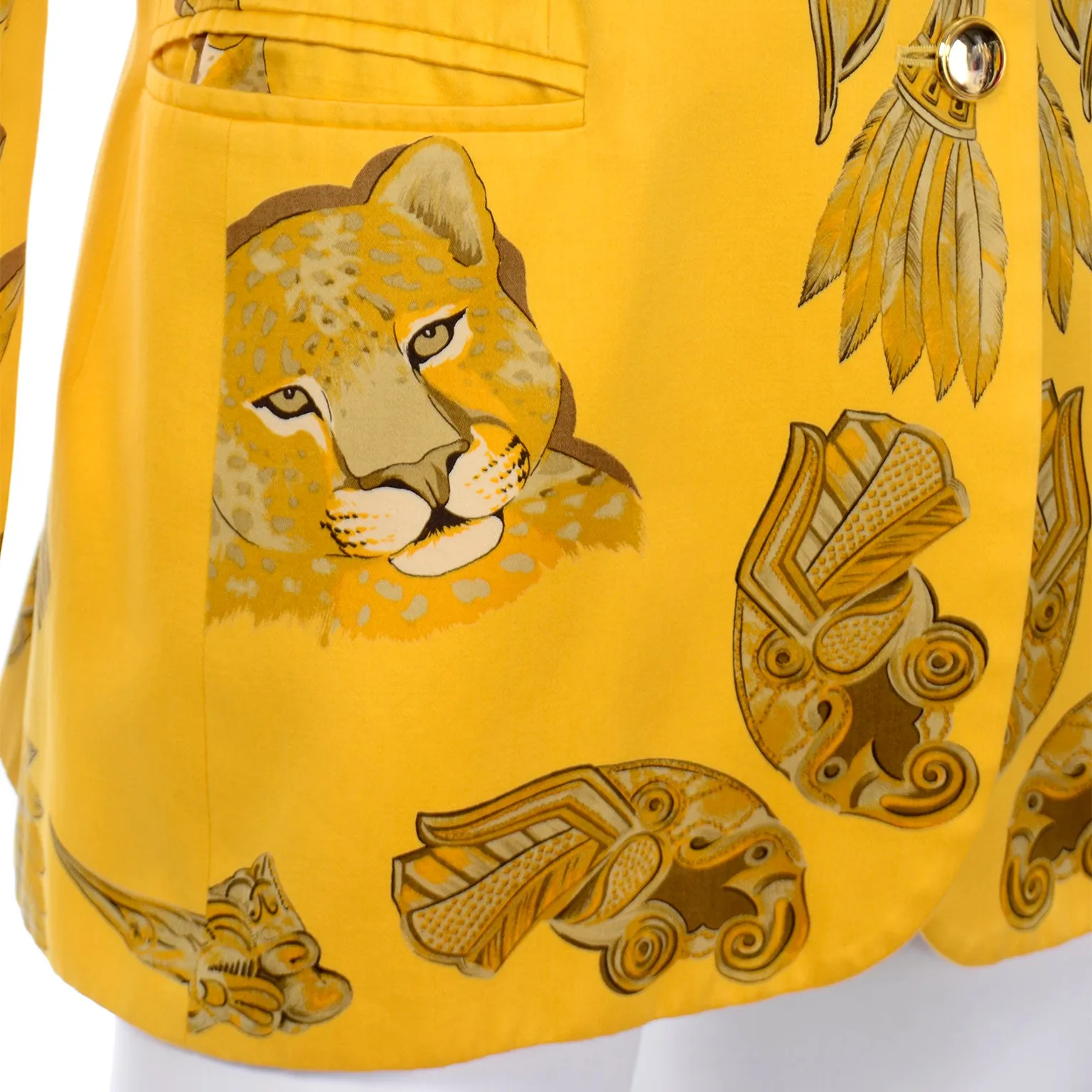 1980s Margaretha Ley Escada Yellow Animal Novelty Print Jacket