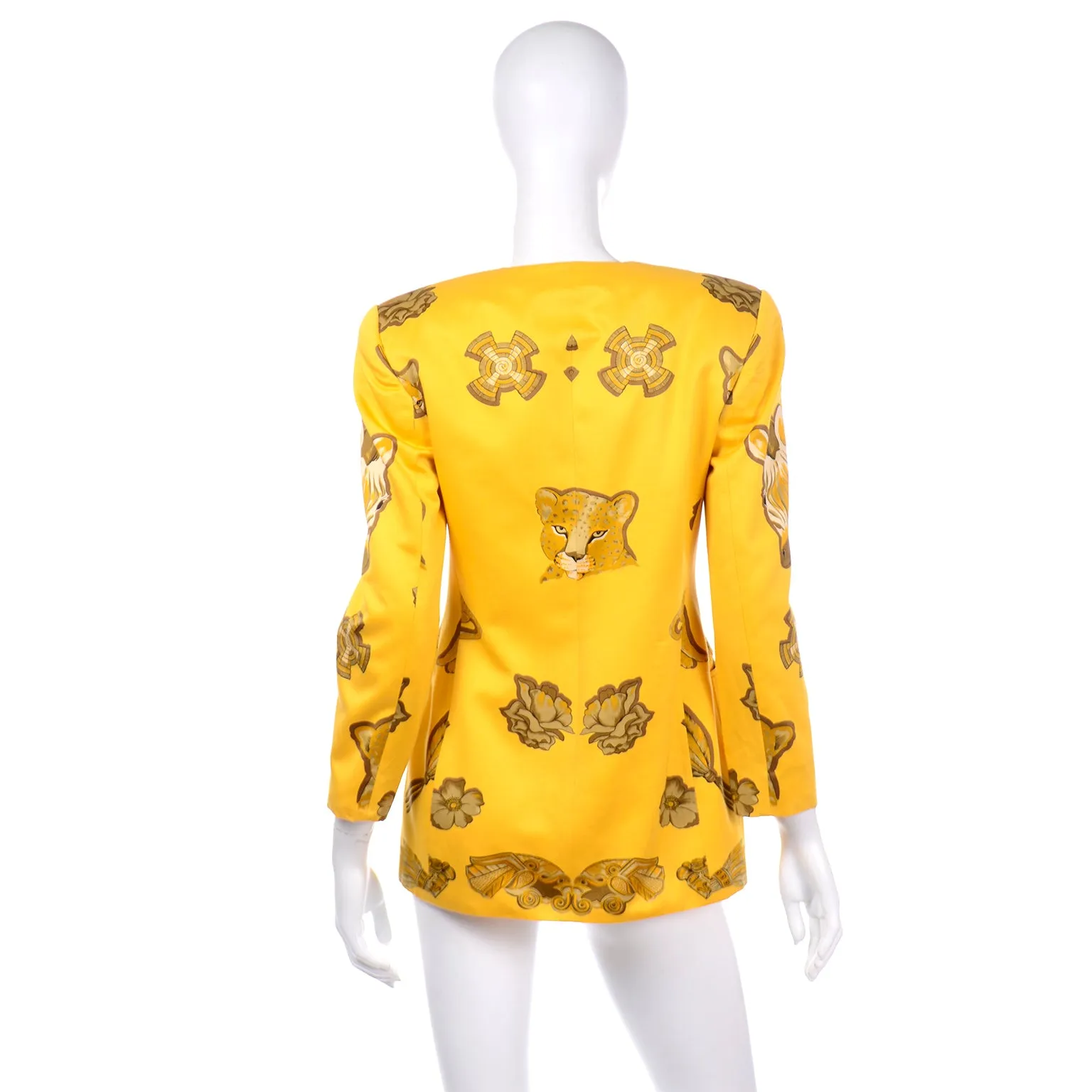 1980s Margaretha Ley Escada Yellow Animal Novelty Print Jacket