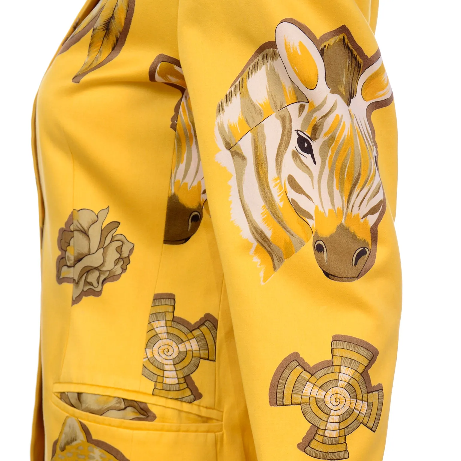 1980s Margaretha Ley Escada Yellow Animal Novelty Print Jacket