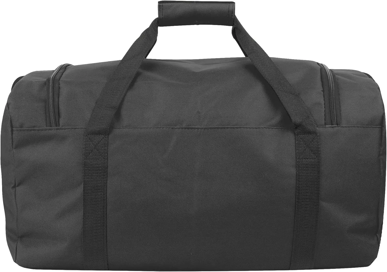 (24 Pack) Bulk Duffle Bags Wholesale for Homeless Adult Men, Women, Travel, and Sports Teams (All Black Pack)