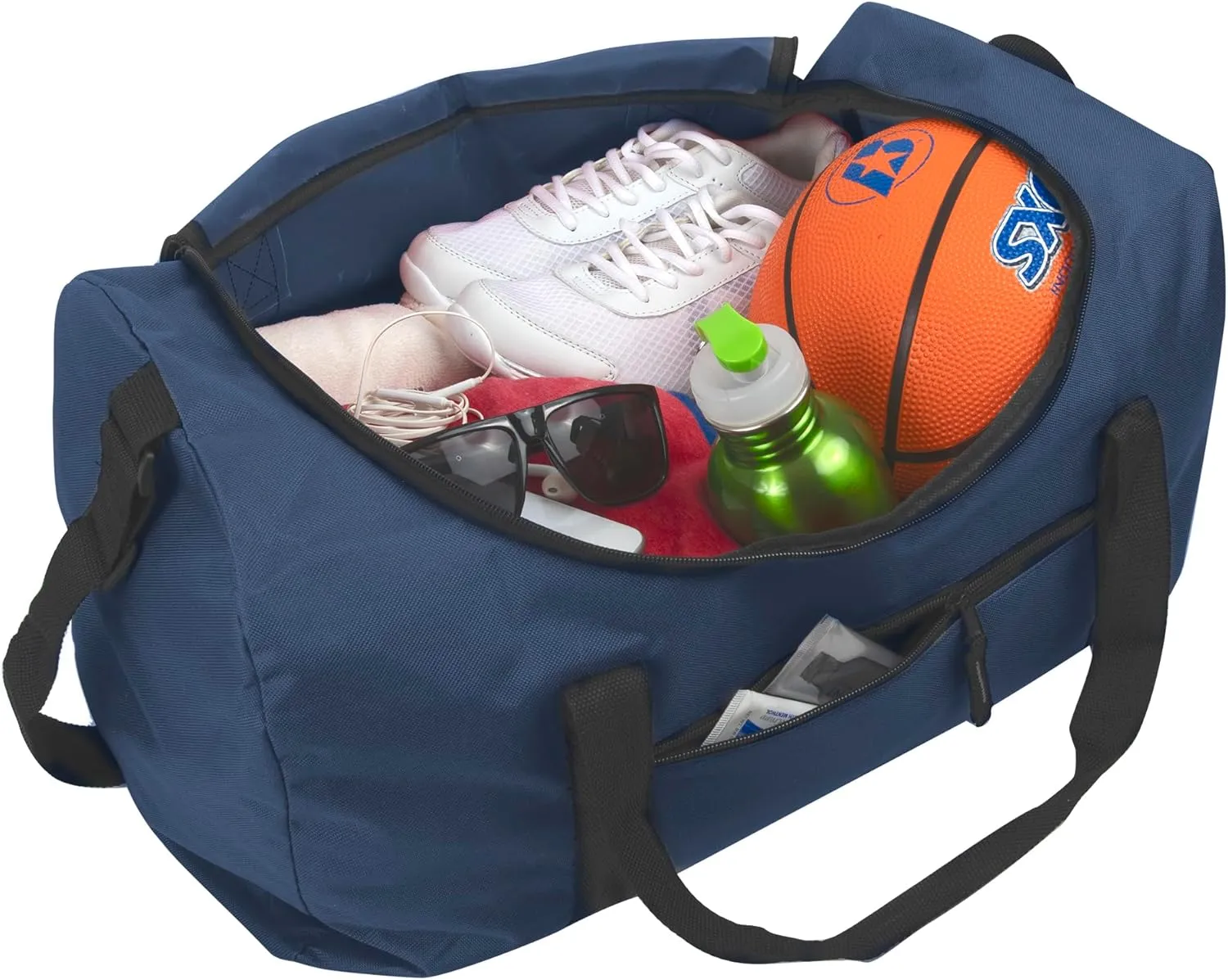 (24 Pack) Bulk Duffle Bags Wholesale for Homeless Adult Men, Women, Travel, and Sports Teams (All Blue Pack)