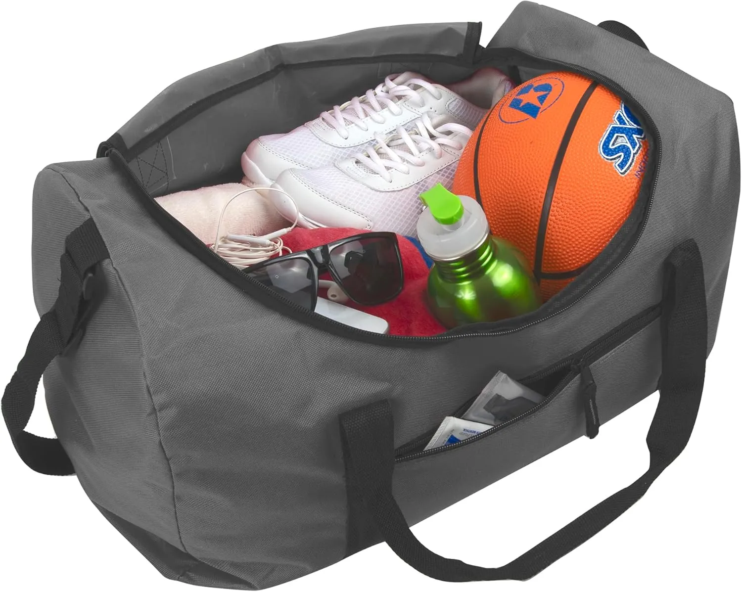 (24 Pack) Bulk Duffle Bags Wholesale for Homeless Adult Men, Women, Travel, and Sports Teams (All Grey Pack)