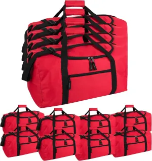 (24 Pack) Bulk Duffle Bags Wholesale for Homeless Adult Men, Women, Travel, and Sports Teams (All Red Pack)