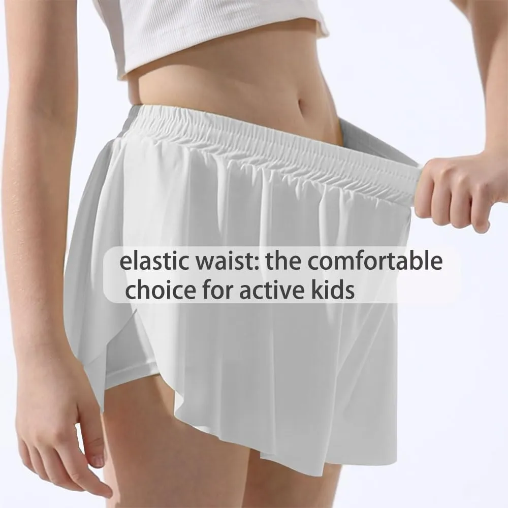 3 Pack Soft Girls Butterfly Shorts 7-16 Comfortable 2-in-1 Kids Flowy Shorts for Running, Dance, Sports