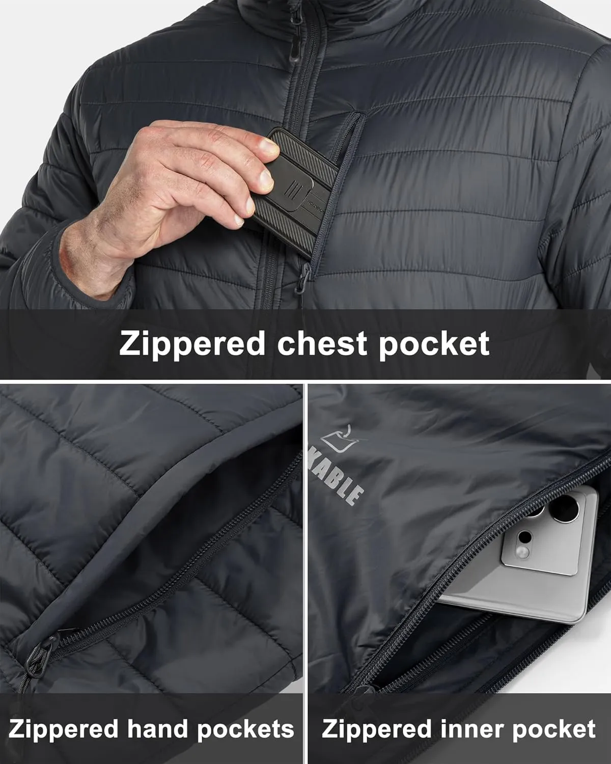 33,000ft Men's Puffer Jacket Lightweight Packable Winter Jacket