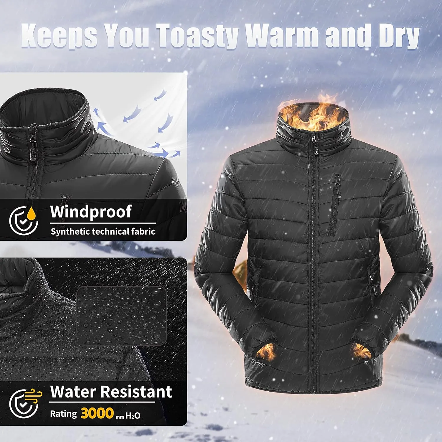 33,000ft Men's Puffer Jacket Lightweight Packable Winter Jacket