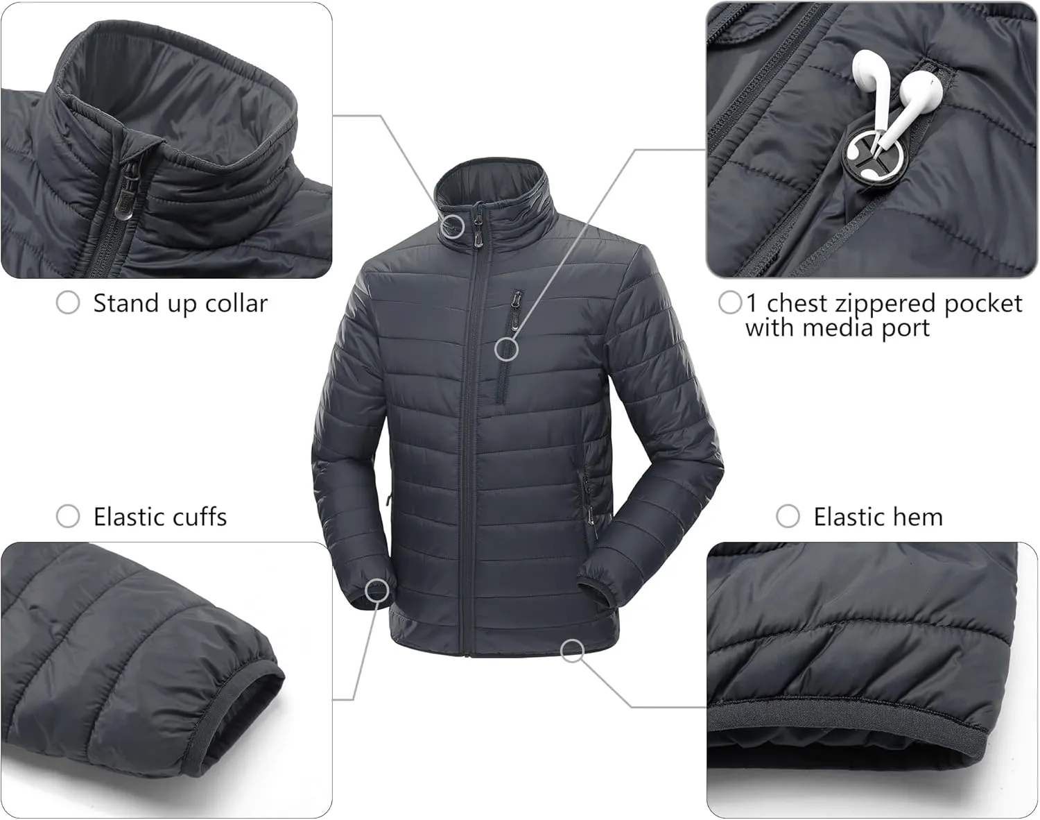 33,000ft Men's Puffer Jacket Lightweight Packable Winter Jacket