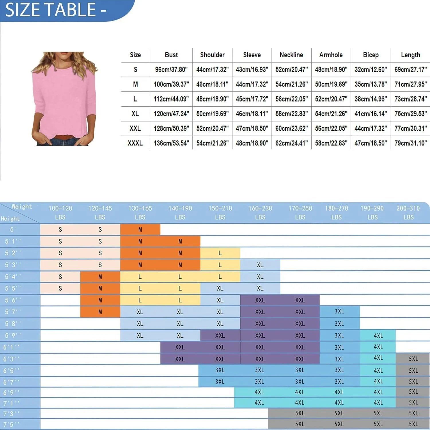 3/4 Length Sleeve Womens Tops 2025 Spring Casual Loose Fit Crew Neck T Shirts Soft Three Quarter Length Tunic Tops