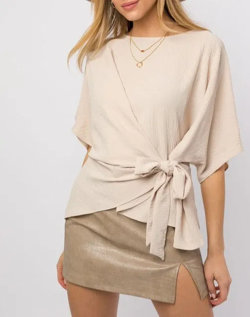 3/4 Sleeve Side Tie Top