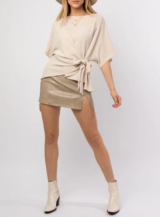 3/4 Sleeve Side Tie Top