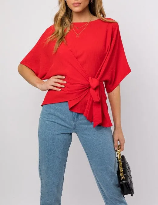 3/4 Sleeve Side Tie Top