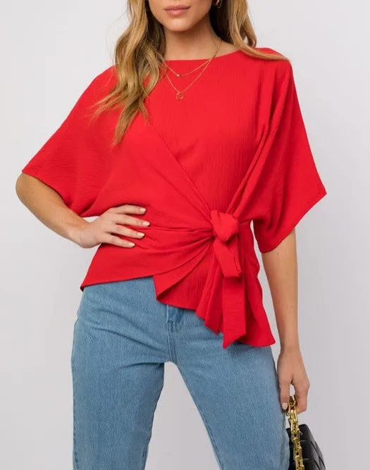 3/4 Sleeve Side Tie Top
