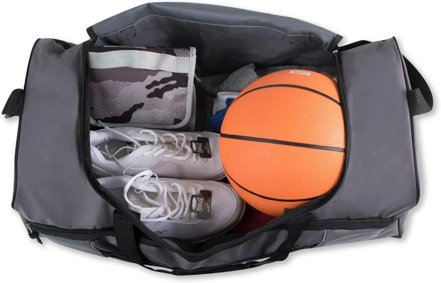 60 Liter, 26 Inch Duffle Bag  Heavy Duty Extra Large Sports Gym Equipment Travel Duffel Bag for Men and Women (Grey)