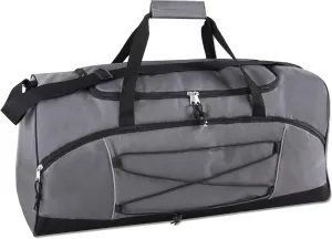 60 Liter, 26 Inch Duffle Bag  Heavy Duty Extra Large Sports Gym Equipment Travel Duffel Bag for Men and Women (Grey)