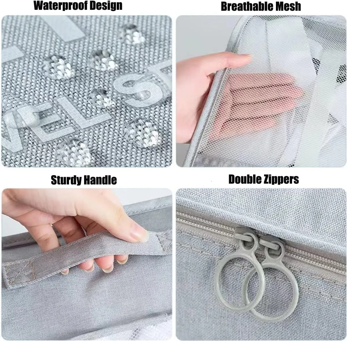 8 Set Packing Cubes, Travel Luggage Packing Organizers (GREY)