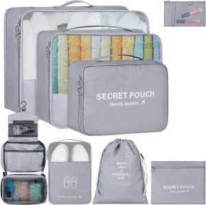 8 Set Packing Cubes, Travel Luggage Packing Organizers (GREY)
