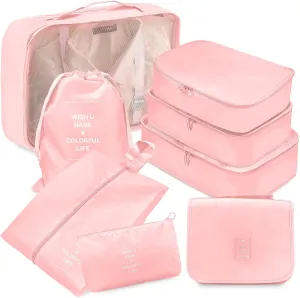 8 Set Packing Cubes, Travel Luggage Packing Organizers (PINK)