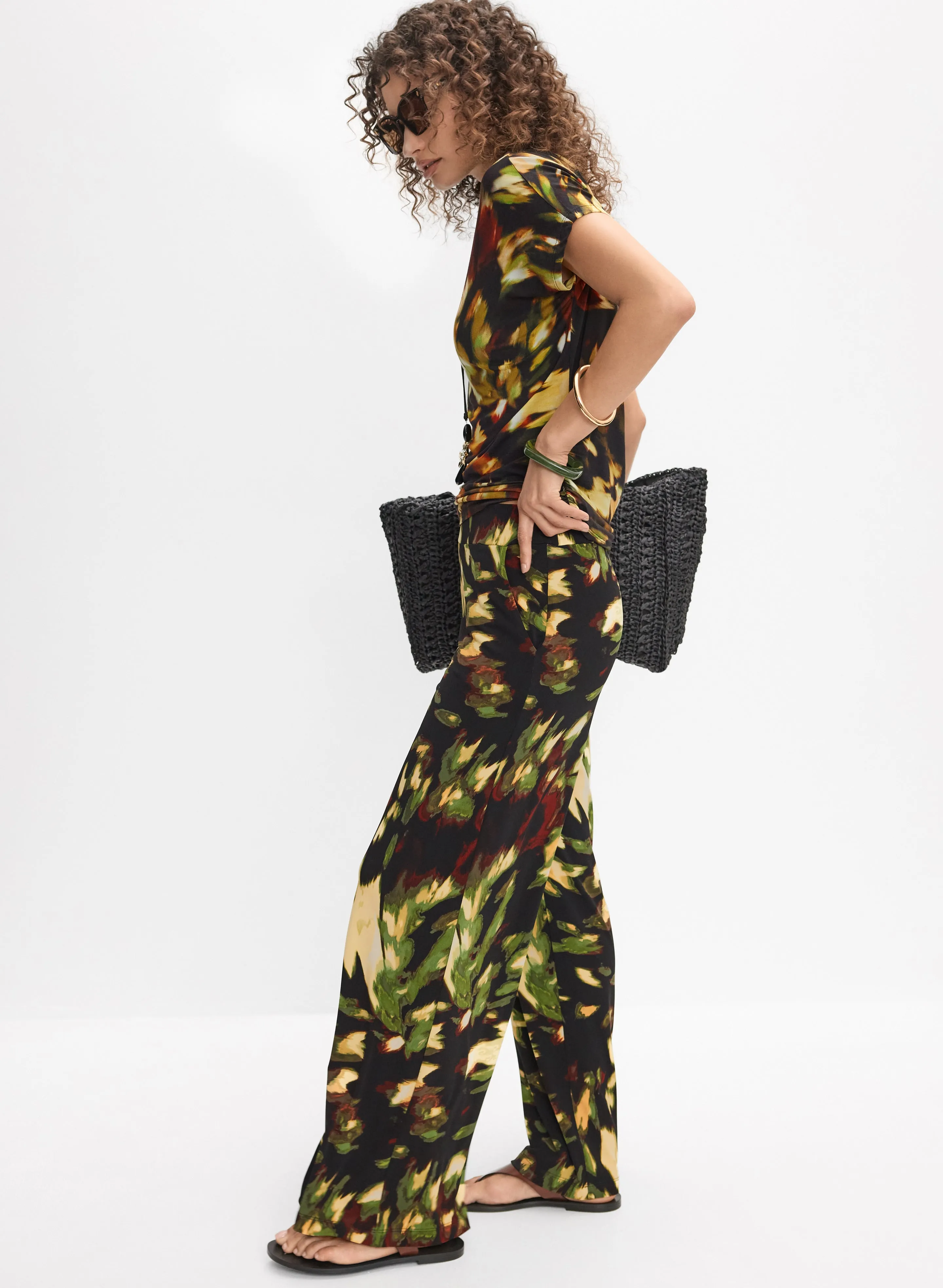 Abstract Wide-Leg Pants