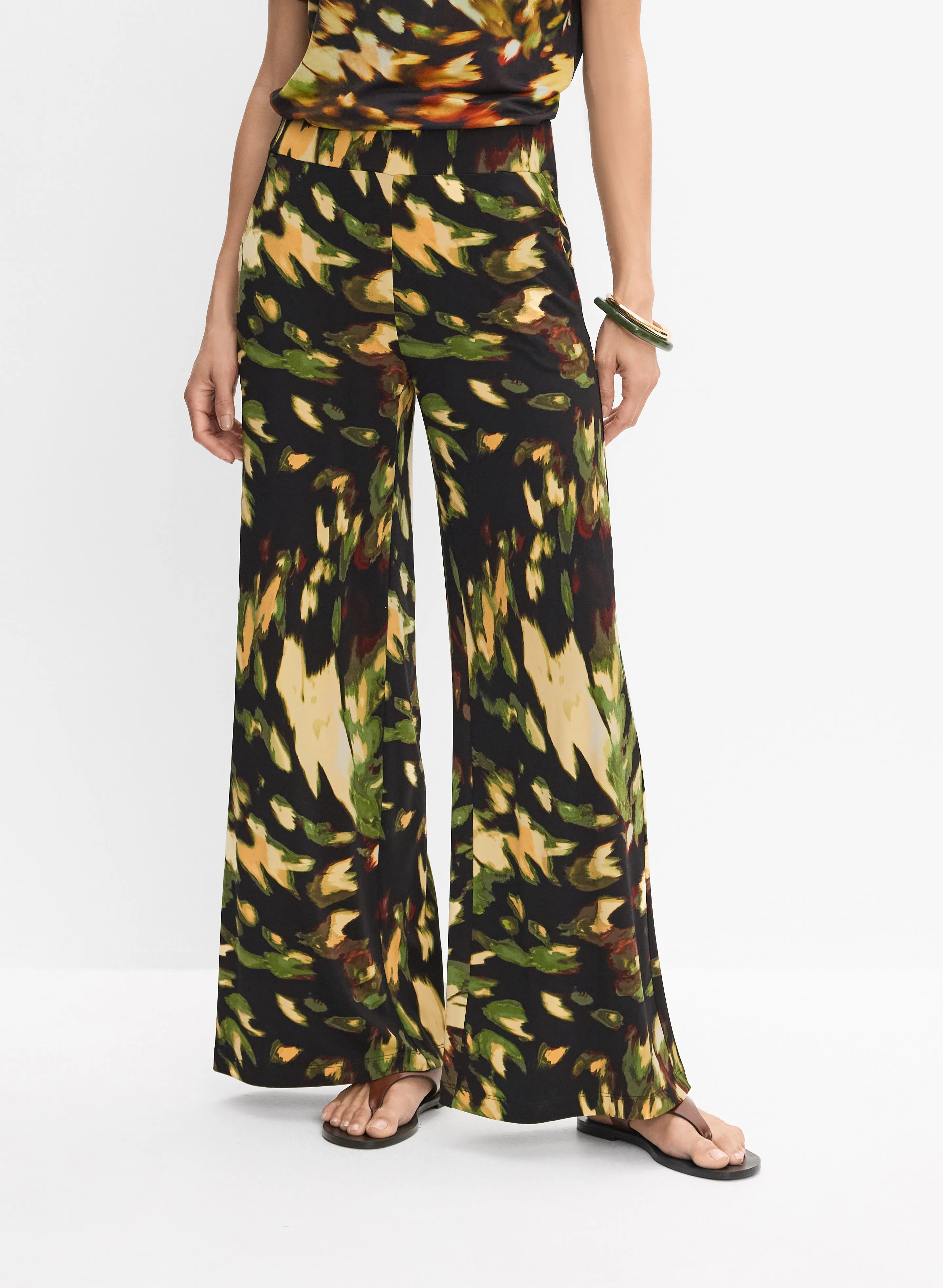 Abstract Wide-Leg Pants