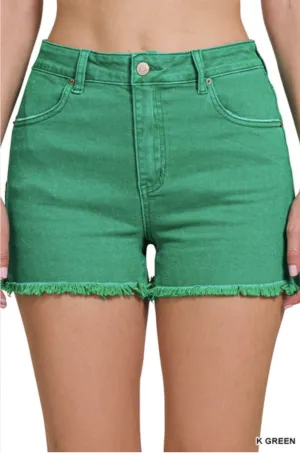 Acid Washed Frayed Cutoff Hem Shorts