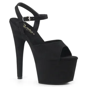ADORE-709FS Black Vegan Suede 7 Inch Sexy Sandal
