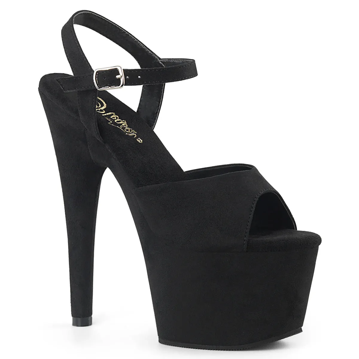 ADORE-709FS Black Vegan Suede 7 Inch Sexy Sandal