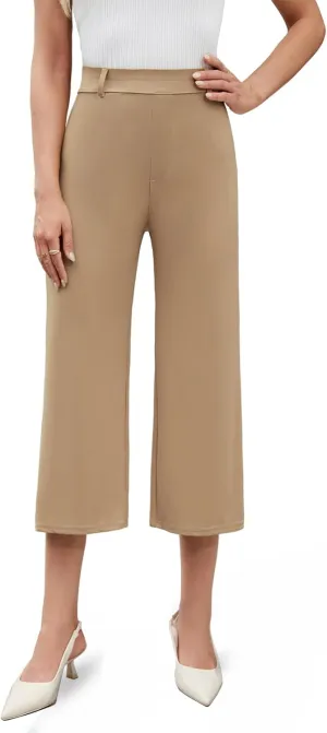 Agenlulu 2025 Summer Women's Stretchy Wide Leg Dress Pants High Waisted Capri/Ankle UPF50  Cooling Cropped Casual Slacks