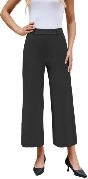 Agenlulu 2025 Summer Women's Stretchy Wide Leg Dress Pants High Waisted Capri/Ankle UPF50  Cooling Cropped Casual Slacks