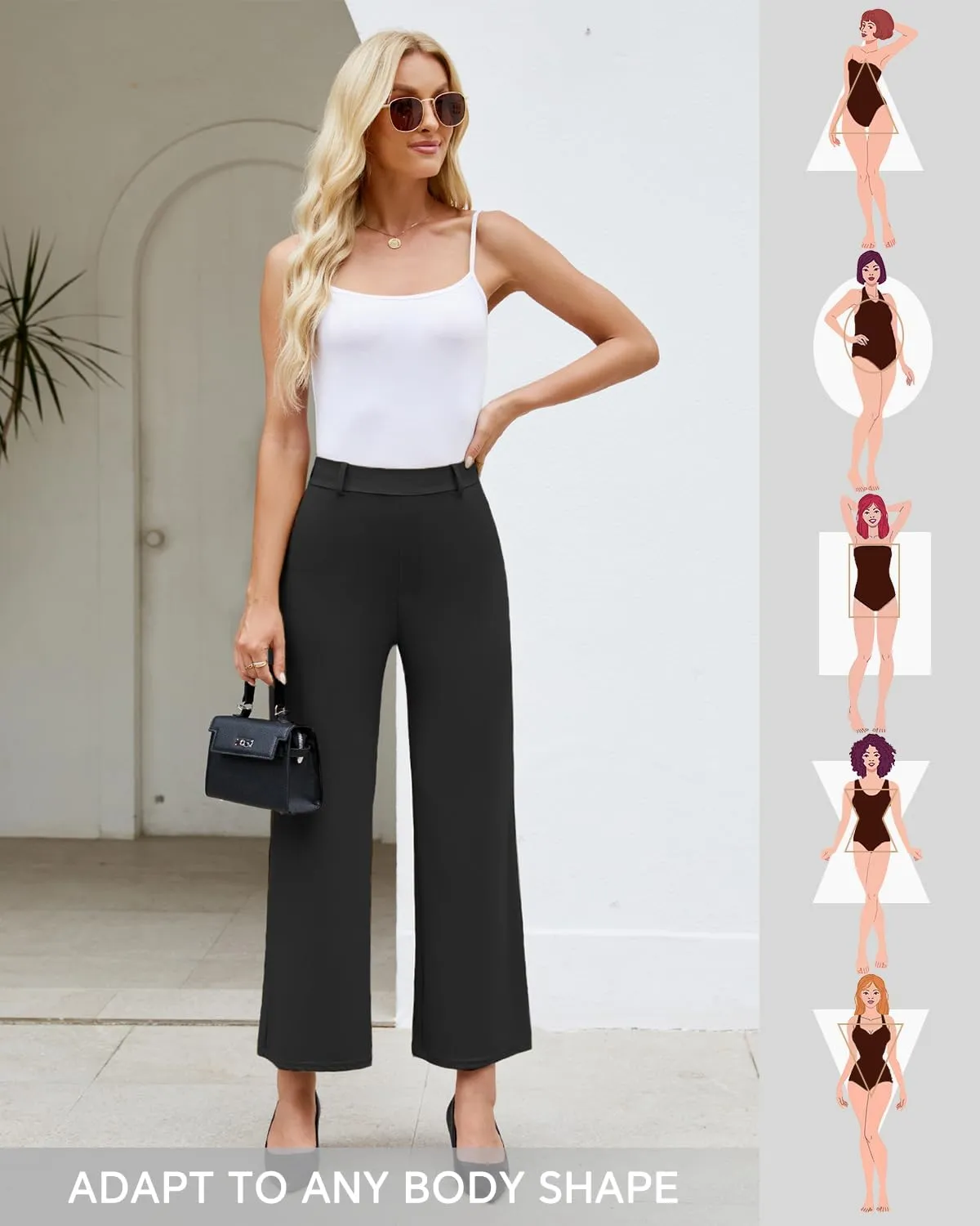 Agenlulu 2025 Summer Women's Stretchy Wide Leg Dress Pants High Waisted Capri/Ankle UPF50  Cooling Cropped Casual Slacks