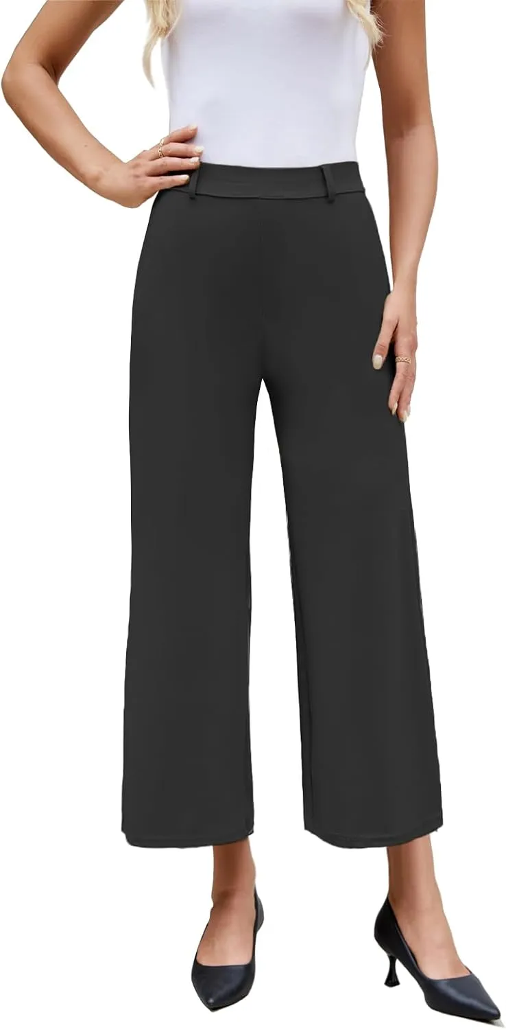 Agenlulu 2025 Summer Women's Stretchy Wide Leg Dress Pants High Waisted Capri/Ankle UPF50  Cooling Cropped Casual Slacks
