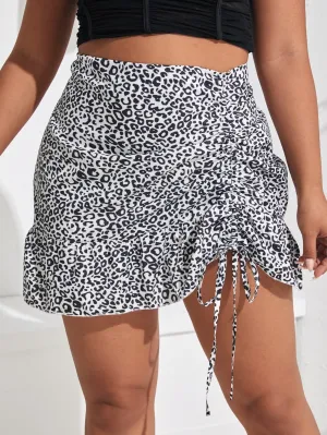 All Over Print Zipper Short Plus Size Skirt
