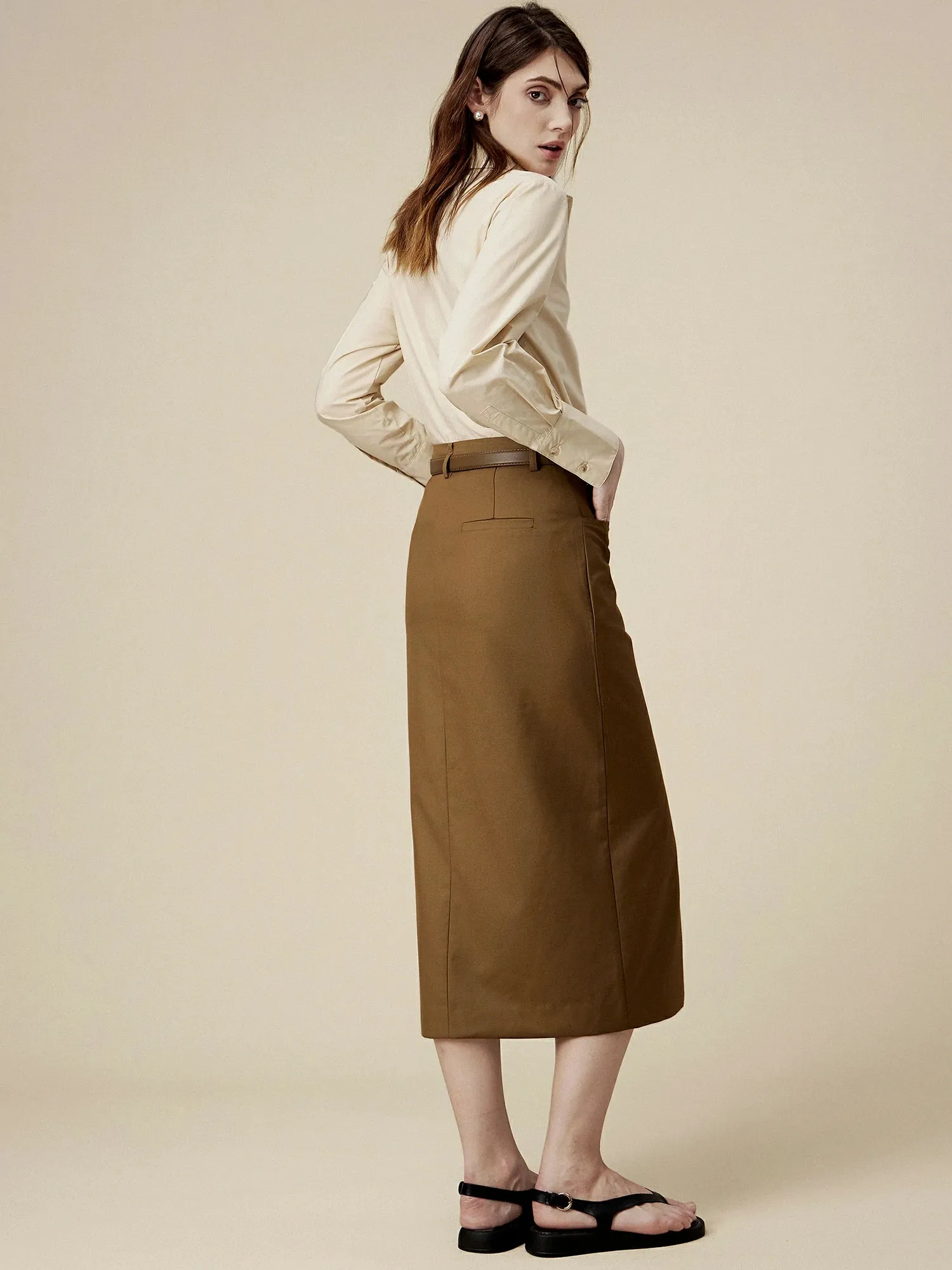 Amoretu Straight Slit Suit Half Skirt