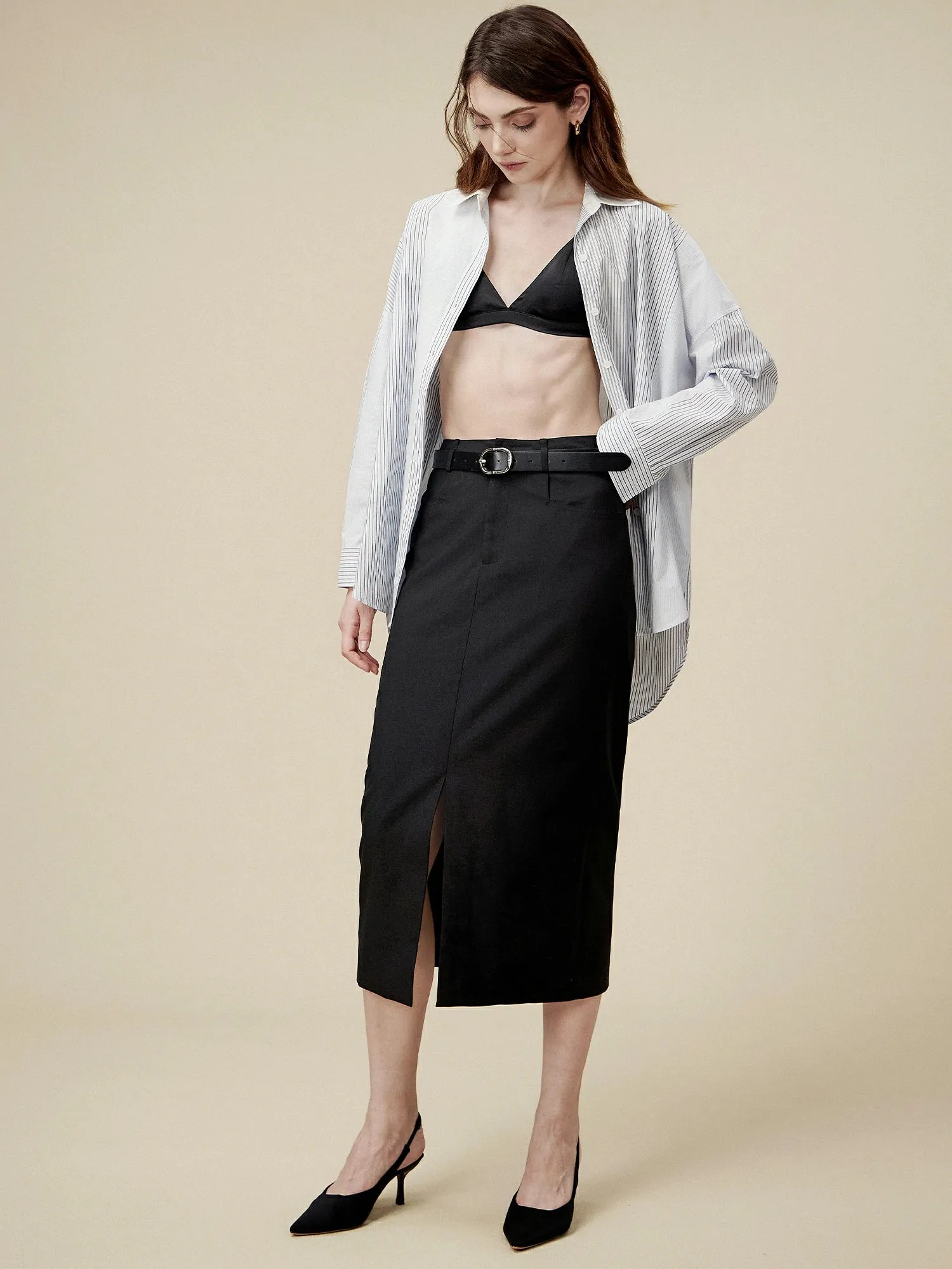 Amoretu Straight Slit Suit Half Skirt