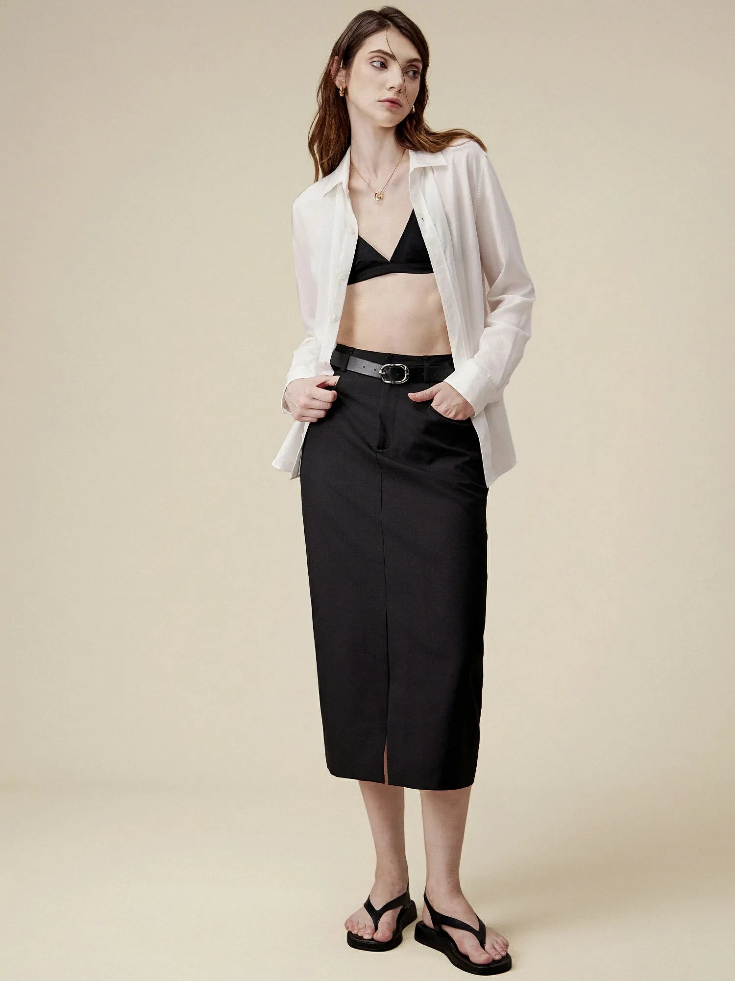 Amoretu Straight Slit Suit Half Skirt