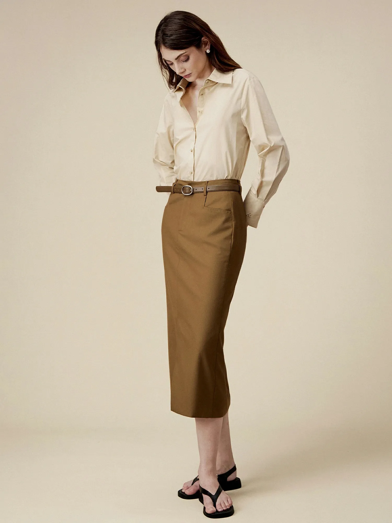 Amoretu Straight Slit Suit Half Skirt