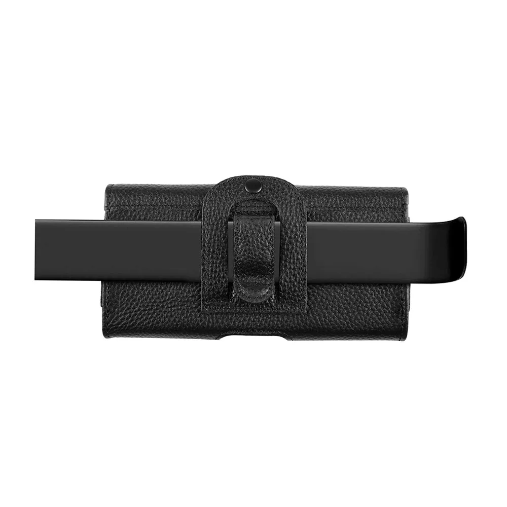AMZER 6.1-6.8" Lychee Texture Genuine Leather Phone Horizontal Carrying Pouch with Belt Clip