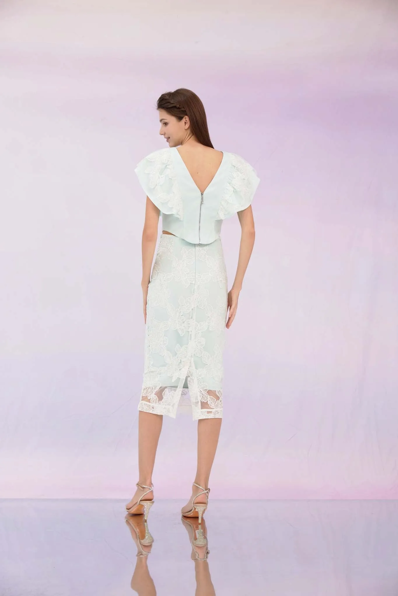 Ancelote Mint Lace Pencil Skirt