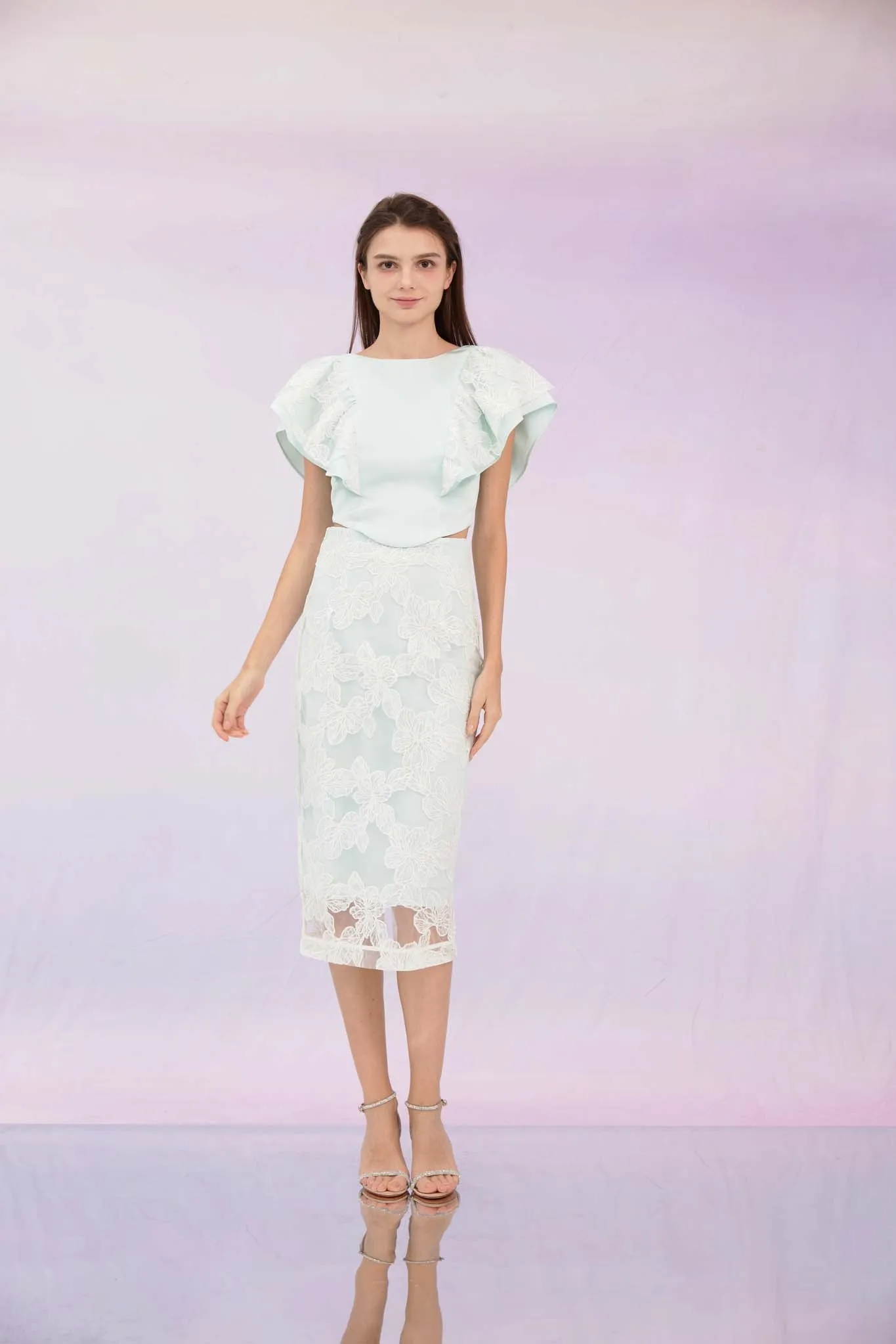 Ancelote Mint Lace Pencil Skirt