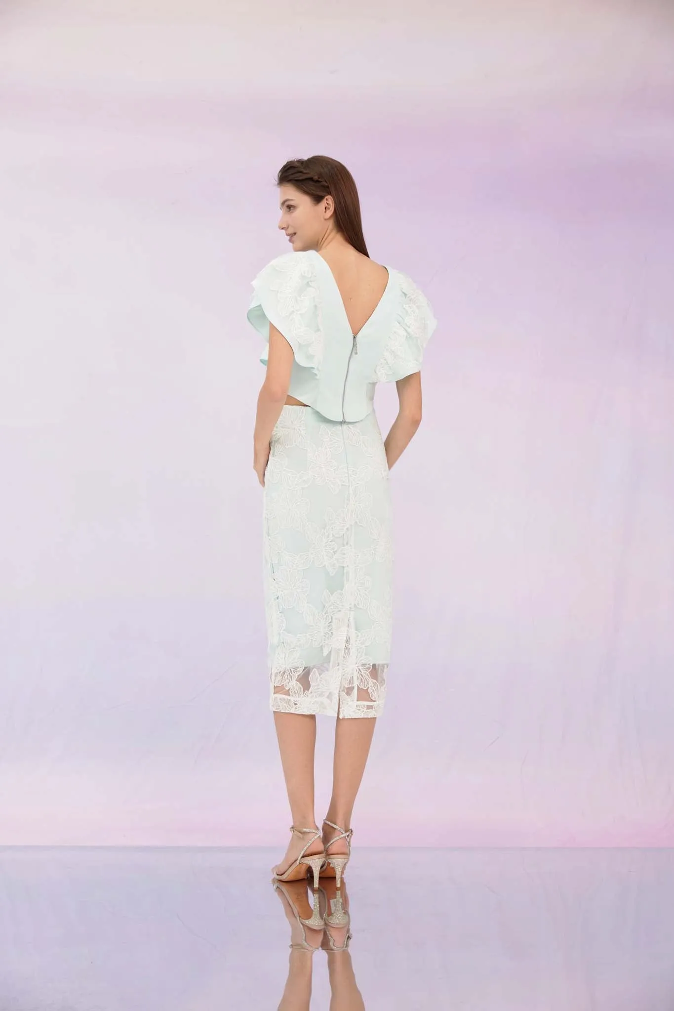 Ancelote Mint Lace Pencil Skirt