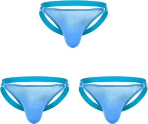 Andongnywell 3 Pack Mens Micro Mesh Briefs Comfortable Bulge Pouch Underwear Lingerie Underpants Knickers (Blue,Large)