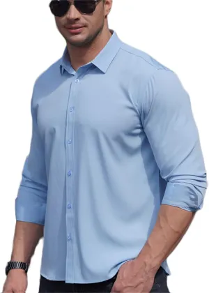 Andongnywell Men's Loose-Fit Wrinkle-Resistant Long-Sleeve Solid Dress Shirt Non Iron Business Casual Button Down Shirts