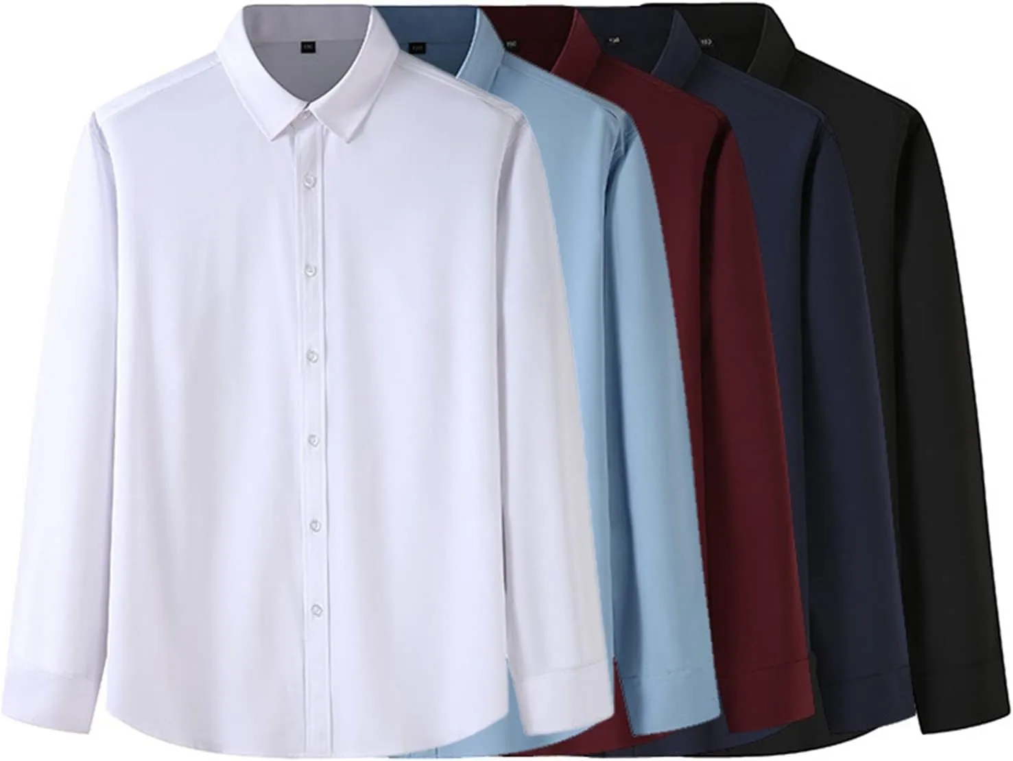 Andongnywell Men's Loose-Fit Wrinkle-Resistant Long-Sleeve Solid Dress Shirt Non Iron Business Casual Button Down Shirts