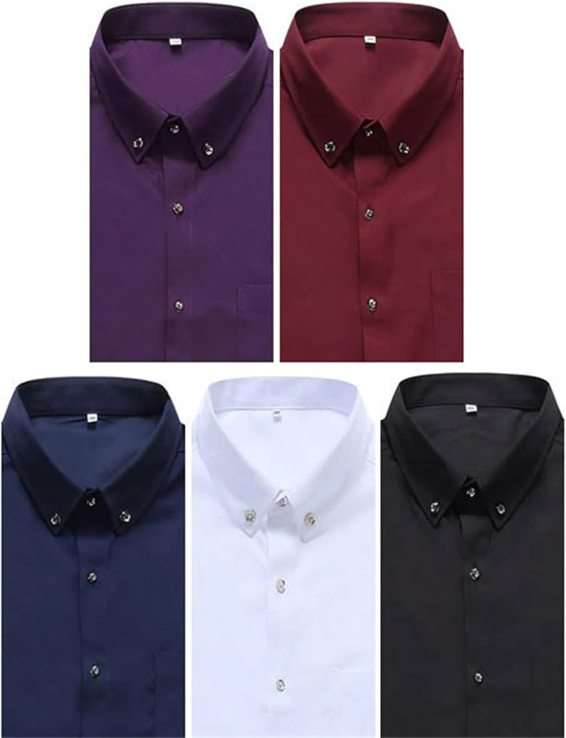 Andongnywell Men's Loose Wrinkle-Resistant Short-Sleeve Solid Dress Shirt Non Iron Business Casual Button Down Shirts L-10XL