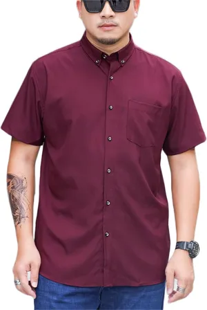 Andongnywell Men's Loose Wrinkle-Resistant Short-Sleeve Solid Dress Shirt Non Iron Business Casual Button Down Shirts L-10XL