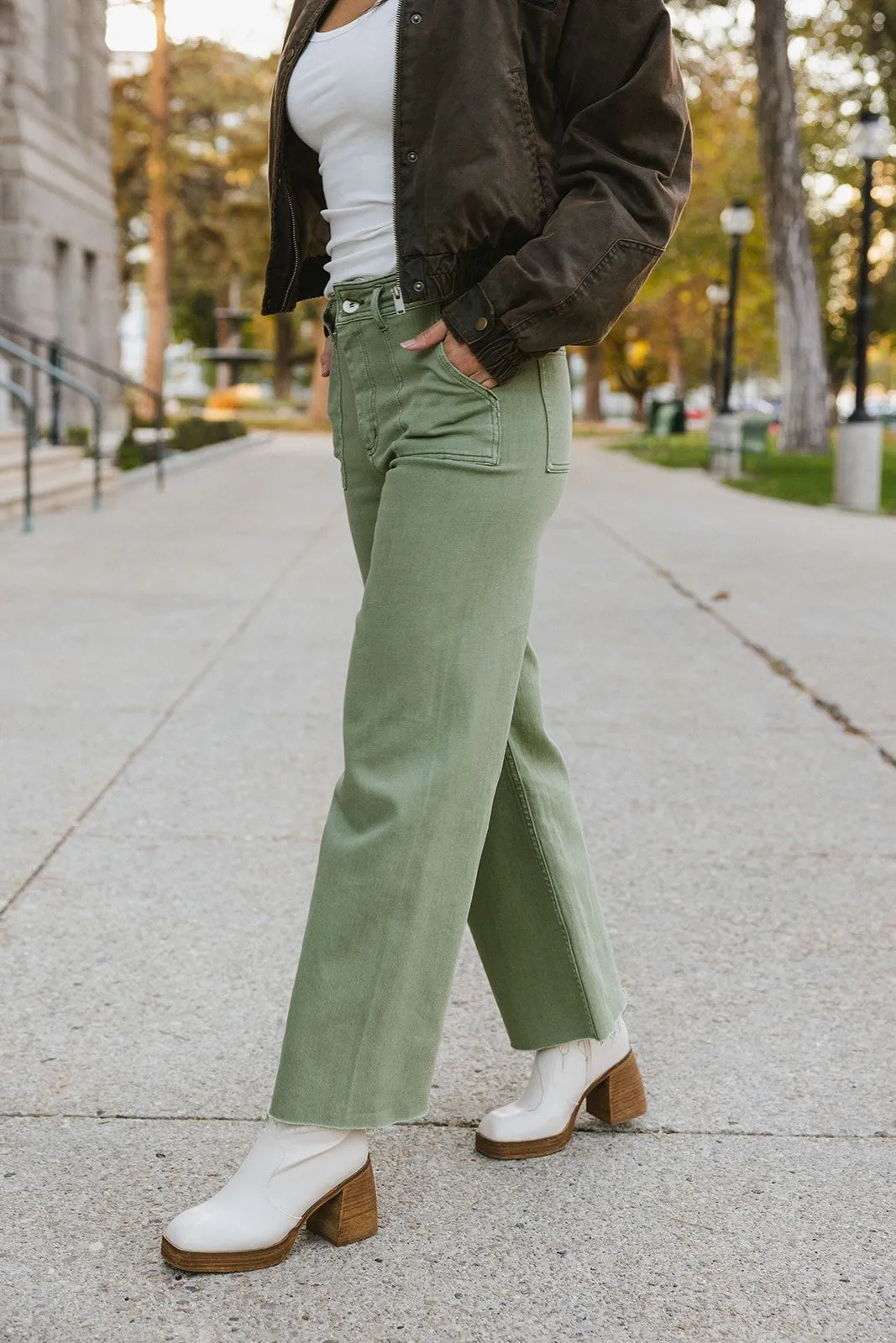 Anna Cotton Stretch Wide Leg Pants