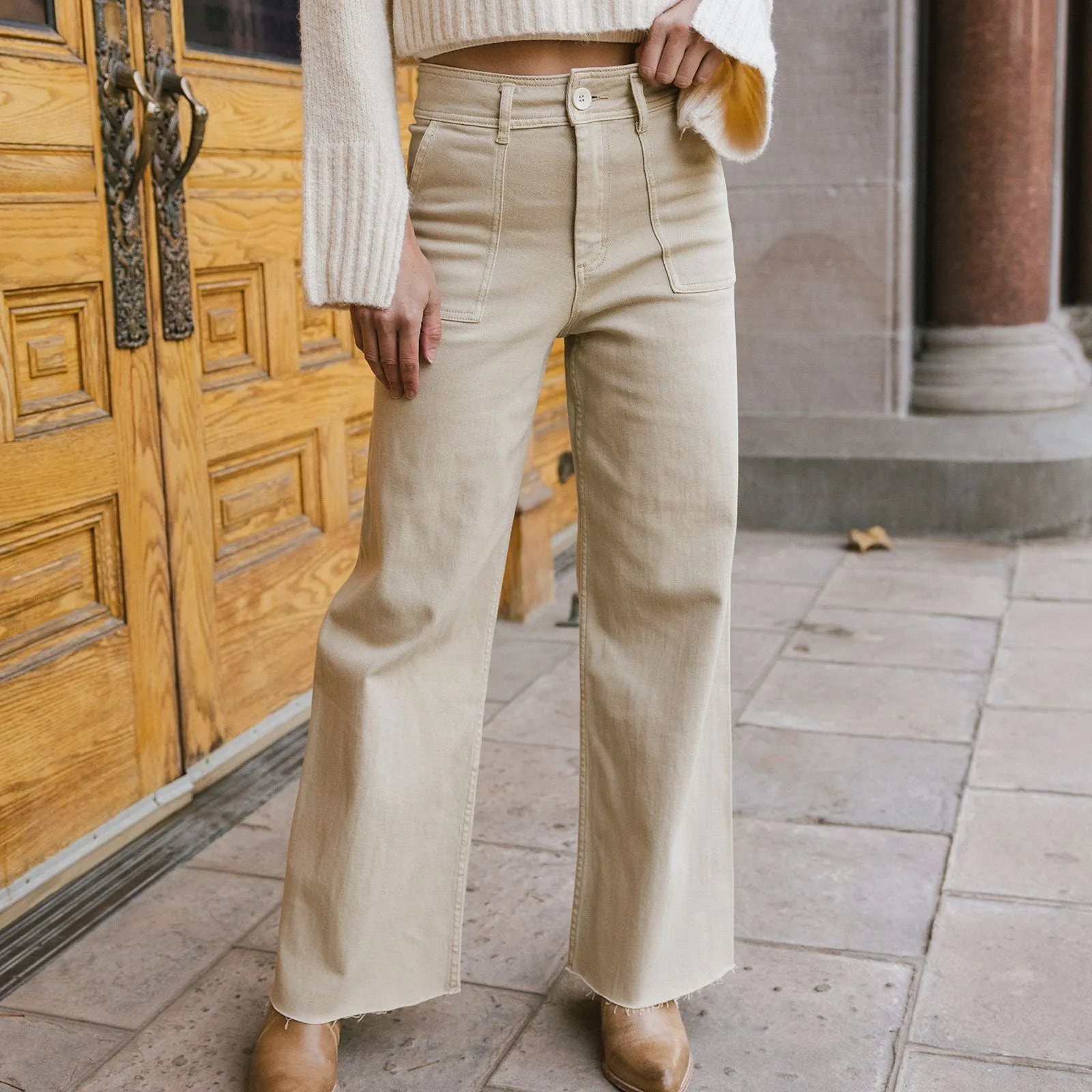 Anna Cotton Stretch Wide Leg Pants