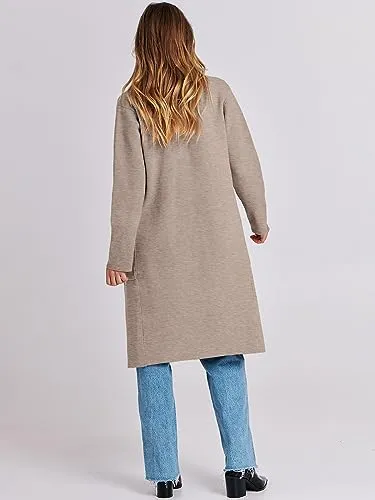 ANRABESS Long Sweater Cardigan Women Knit Open Front Coat Fall and Winter Casual Soft Coatigan Jacket 2023 Trendy Duster Outwear Clothes 1065hongkaqi-M Light Khaki