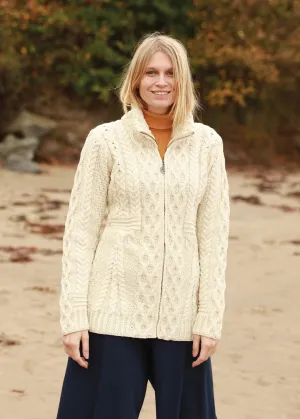 Aran Women's Zipper Cardigan | Natural